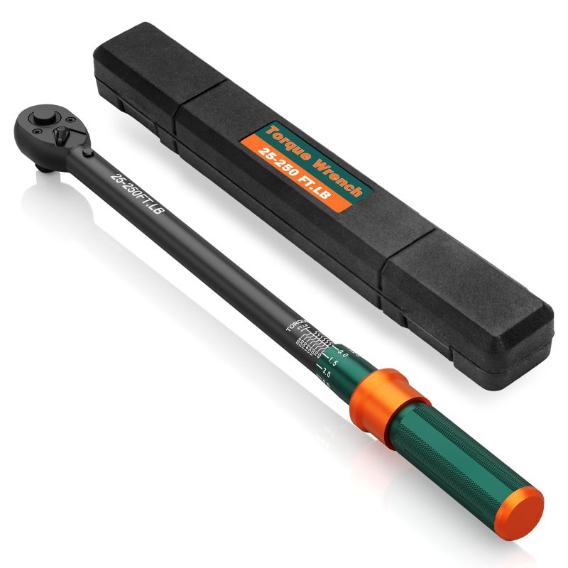 NADOKHI 1/2 Drive Torque Wrench, 25-250 Ft-lb, Â±3% High Accuracy Click Torque Wrench with 72-Tooth Dual-Direction Head for Tire Change, Lug Nuts, Automotive and Heavy Equipment Maintenance - Image 1