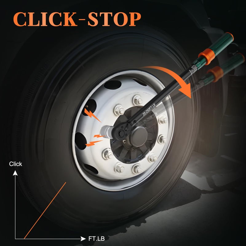 NADOKHI 1/2 Drive Torque Wrench, 25-250 Ft-lb, Â±3% High Accuracy Click Torque Wrench with 72-Tooth Dual-Direction Head for Tire Change, Lug Nuts, Automotive and Heavy Equipment Maintenance - Image 4