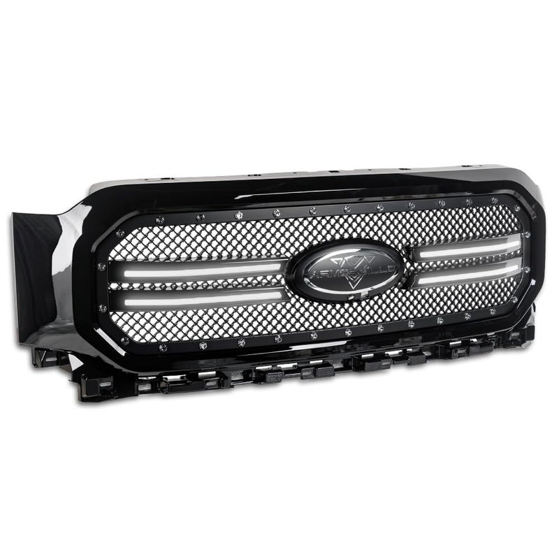 Armordillo RVT Rivet Bolt Steel Wire Mesh Style LED Front GrilleCompatible With 20212023 Ford F1508737842Piano BlackFront Hood Bumper Grille - Image 3