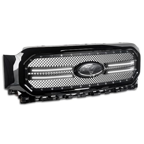Armordillo RVT Rivet Bolt Steel Wire Mesh Style LED Front GrilleCompatible With 20212023 Ford F1508737842Piano BlackFront Hood Bumper Grille - Image 1