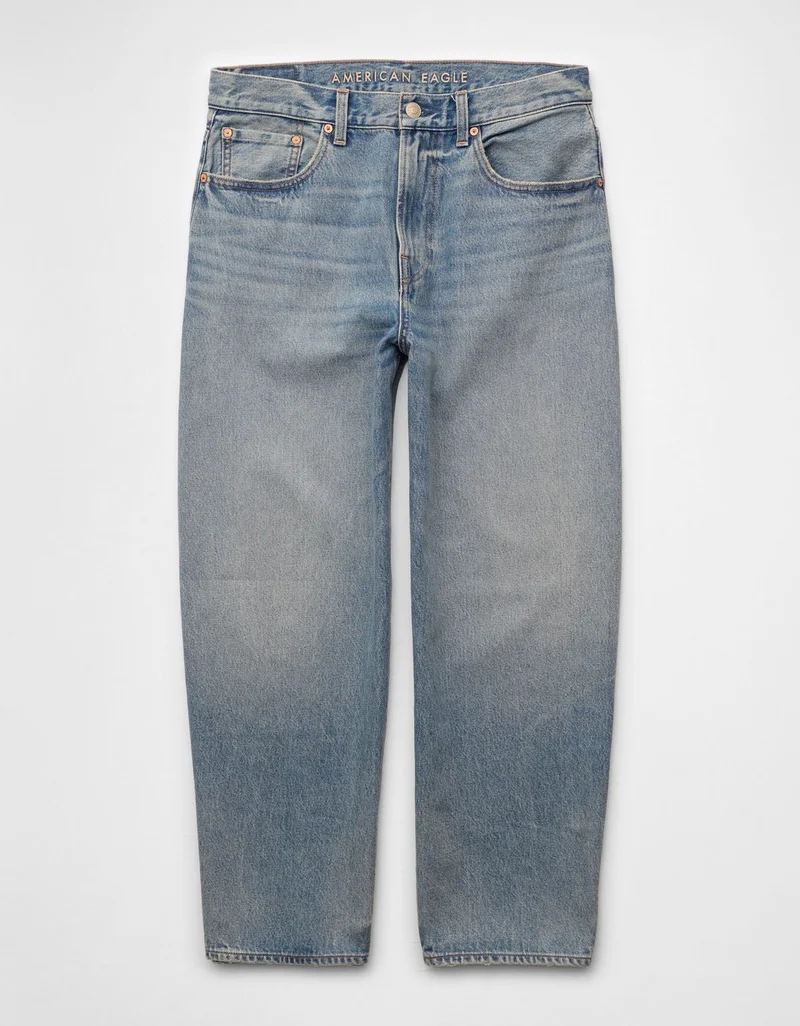 American Eagle  AE Cropped Baggy Barrel Jean for Men | Best Price UAE