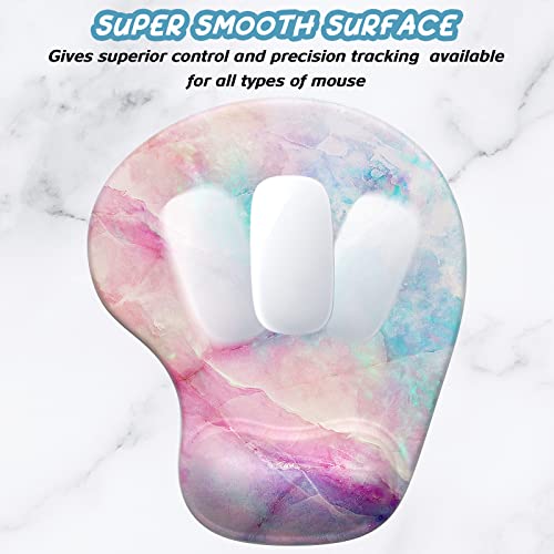 Hsurbtra Ergonomic Mouse Pad with Wrist Rest Support, Gel Mouse Pads with Non-Slip PU Base, Pain Relief Memory Foam Computer Mat, Cute Office Supplies Desk Decro Accessories, Colorful Marble - Image 4