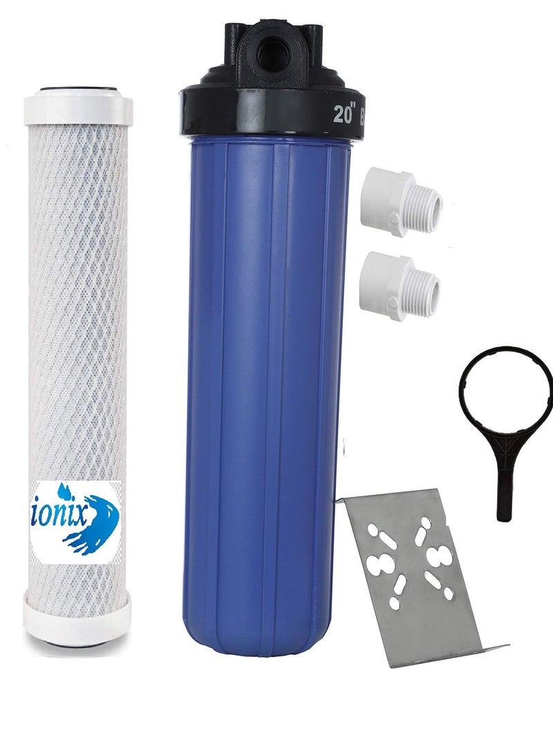 IONIX Whole House Water Filter System with NSF Certified High Capacity Big Blue Whole House Water Filter CTO Carbon Block, 4.5" x 20", 1.5 inch Inlet/Outlet - Image 1