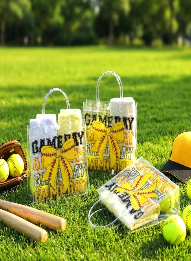 Wesnoy 20 Pcs Sport Party Favor Soccer Goodie Gifts Bags with Handles Reusable Sport Themed Treat Bags for Candy Birthday Party Supplies 8 X 8 X 3.15'' (Classic Softball Bow - Image 5