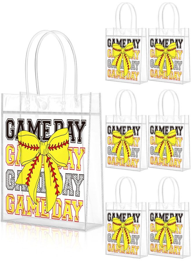 Wesnoy 20 Pcs Sport Party Favor Soccer Goodie Gifts Bags with Handles Reusable Sport Themed Treat Bags for Candy Birthday Party Supplies 8 X 8 X 3.15'' (Classic Softball Bow - Image 1