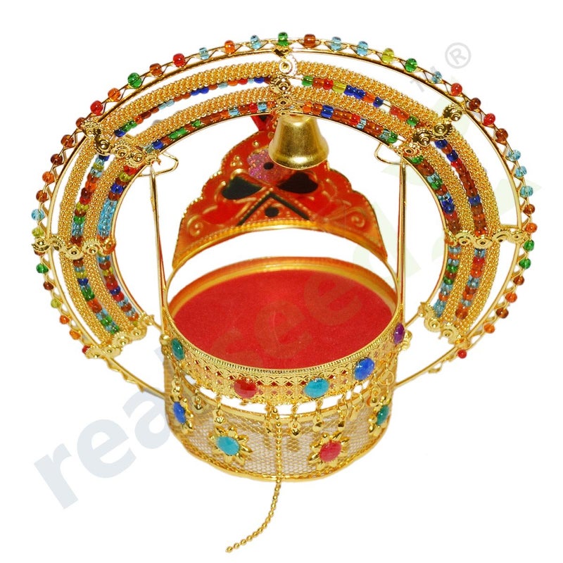 Real Seed Beautiful Swing for Janamashtami Ladoo Gopal Jhula Hindola Parna Krishna Jhula Krishna Palana H x W X D 172 x 165 x 87 CM - Image 3