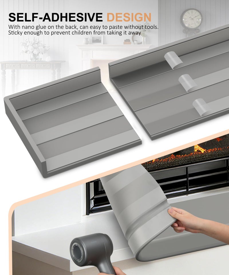 Magicheap Fireplace Baby Proofing 80'', Corner Guard Hearth Cushion for Baby Proof, Memory Foam Brick Fire Place Bumper Protector Soft Seat Pad for Babies Child Children Toddlers, Grey - Image 4