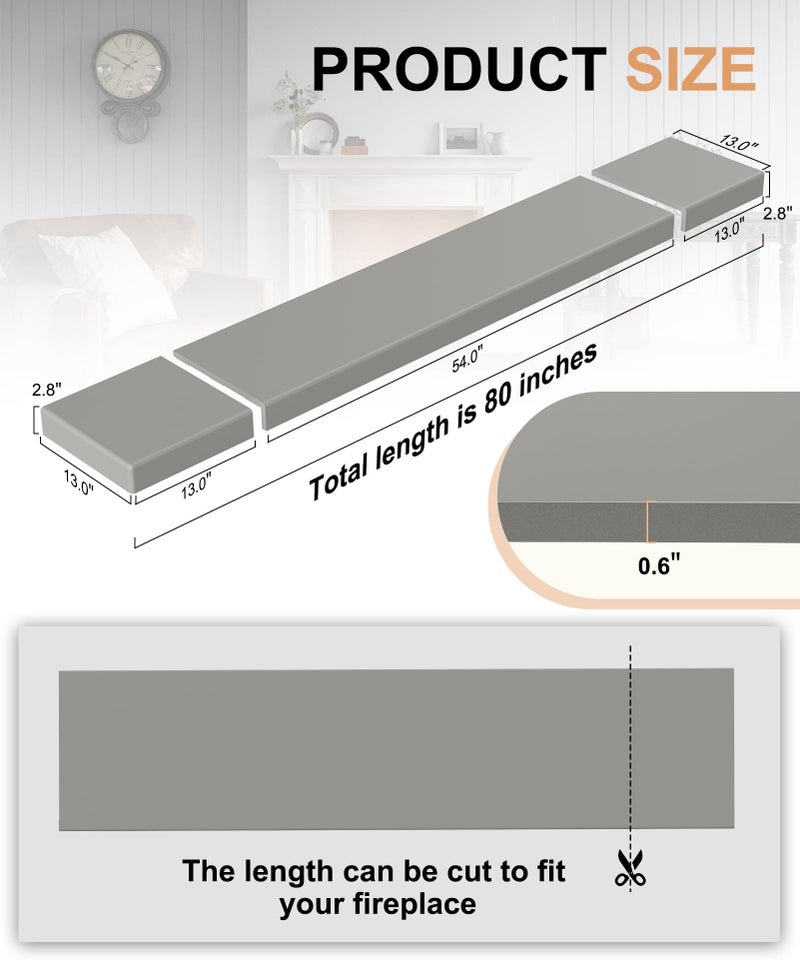 Magicheap Fireplace Baby Proofing 80'', Corner Guard Hearth Cushion for Baby Proof, Memory Foam Brick Fire Place Bumper Protector Soft Seat Pad for Babies Child Children Toddlers, Grey - Image 5
