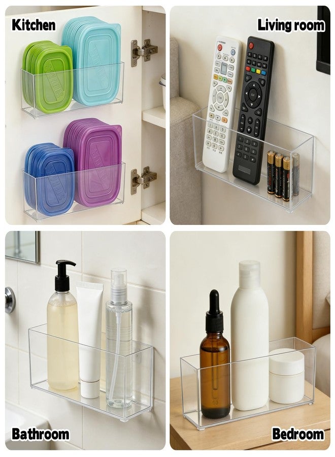 Rainmae 2 Pack Kitchen Cabinet Door Organizer, Wall Mounted Cabinet Door Plastic Storage Box Stackable Under Sink Lunchbox Lid Container with Adhesive Pad for Kitchen Bathroom Office Organization - Image 5