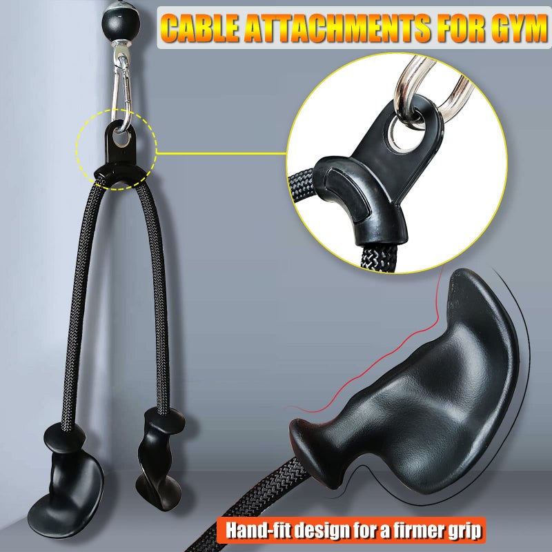BLUSLM Ergonomic Tricep Rope Pull Down Attachment, Upgraded Long Triceps Rope Cable Attachments for Gym, LAT Pull Down Bar for Cable Machine, Tricep LAT Pulldown Workout Cable Attachments (Hand ROPE-03) - Image 4