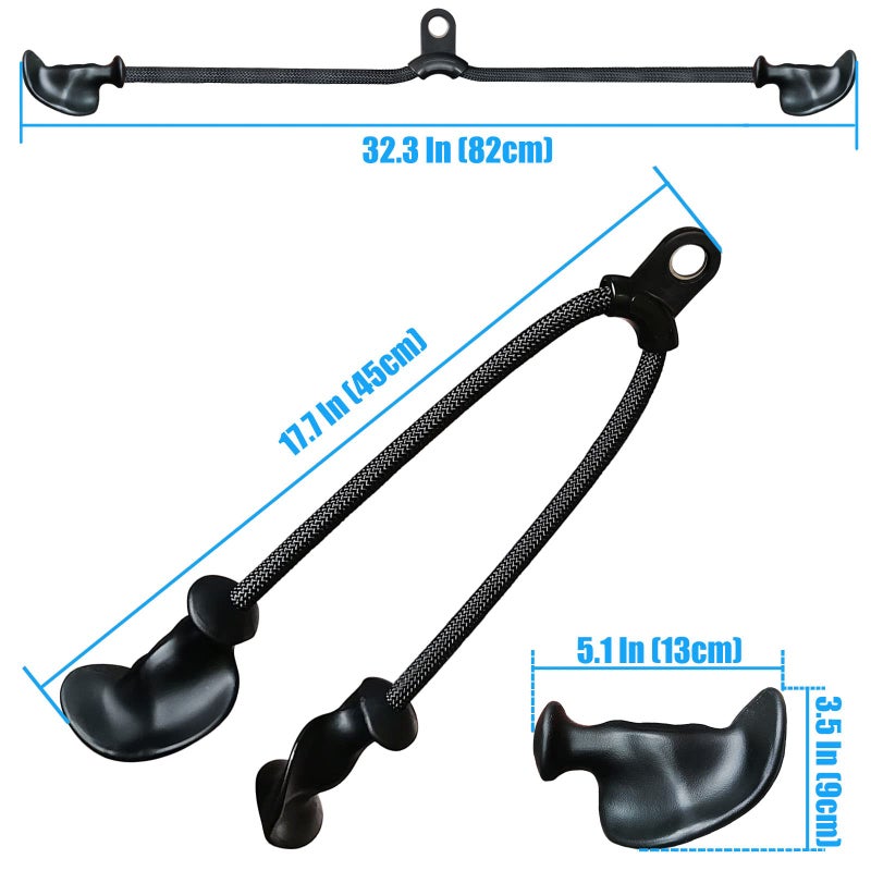 BLUSLM Ergonomic Tricep Rope Pull Down Attachment, Upgraded Long Triceps Rope Cable Attachments for Gym, LAT Pull Down Bar for Cable Machine, Tricep LAT Pulldown Workout Cable Attachments (Hand ROPE-03) - Image 2