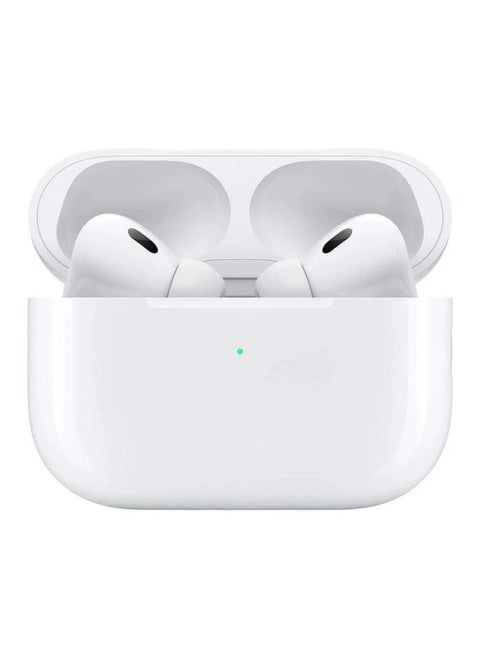 سماعة بلوتوث AirPods Pro 2 Plus مع علبة شحن لاسلكية بخاصية إلغاء الضوضاء النشطة باللون الأبيض، سماعة أذن لاسلكية حقيقية