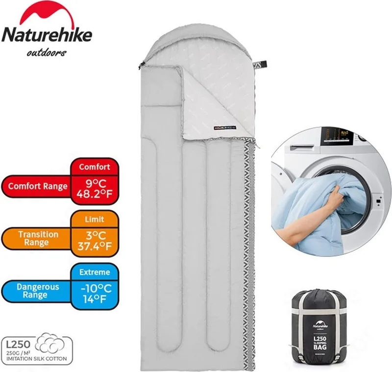ناتشرهايك L250 Envelope Style Hooded Sleeping Bag -10°c