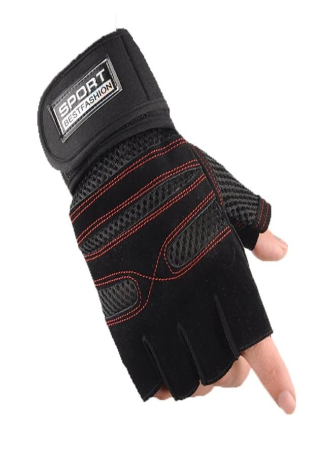 UROCK 1 Pair of Fitness Gloves, Training Gloves for Men and Women - Fitness Gloves for Strength Training, Bodybuilding, Weight Sports & Crossfit Training (Free Size) (Red) - Image 1