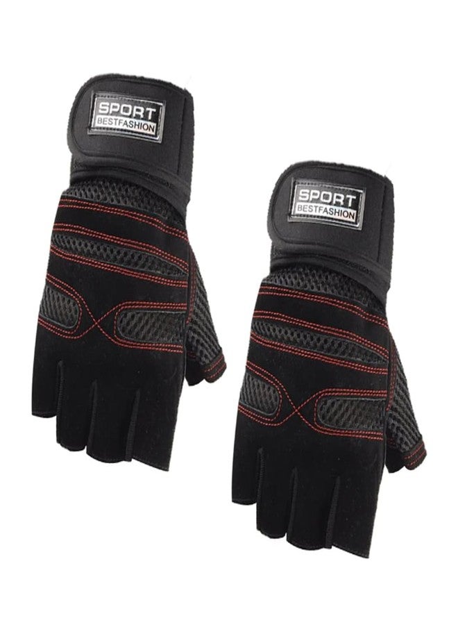 UROCK 1 Pair of Fitness Gloves, Training Gloves for Men and Women - Fitness Gloves for Strength Training, Bodybuilding, Weight Sports & Crossfit Training (Free Size) (Red) - Image 2