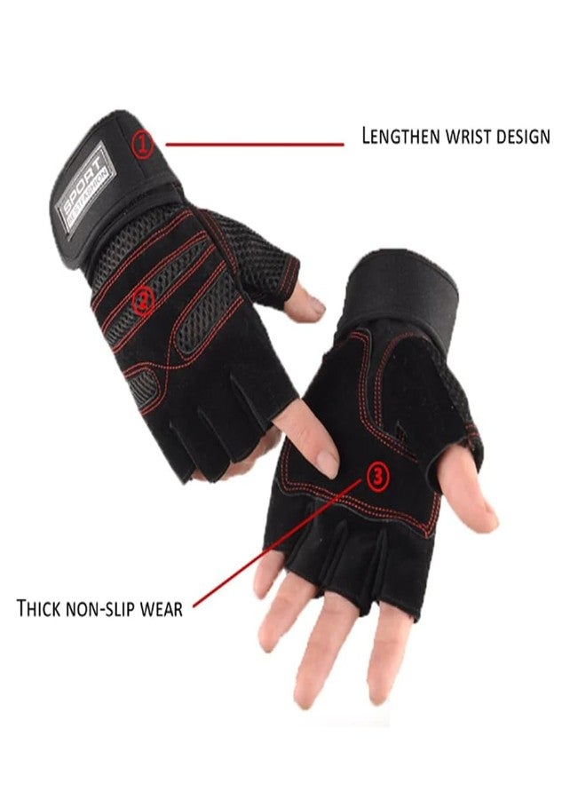 UROCK 1 Pair of Fitness Gloves, Training Gloves for Men and Women - Fitness Gloves for Strength Training, Bodybuilding, Weight Sports & Crossfit Training (Free Size) (Red) - Image 3