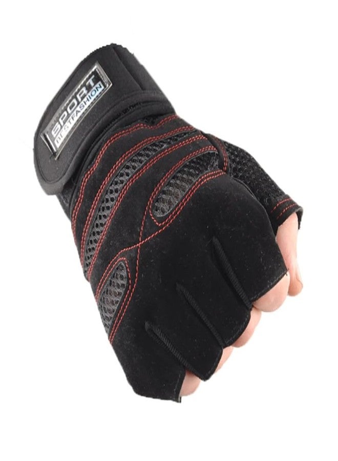 UROCK 1 Pair of Fitness Gloves, Training Gloves for Men and Women - Fitness Gloves for Strength Training, Bodybuilding, Weight Sports & Crossfit Training (Free Size) (Red) - Image 4