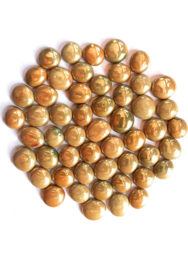 OhhSome Ohhsome 1Kg Golden Glass PebblesStones for Vase FillerAquariumGarden DecorFish Tank 1Kg  - Image 1