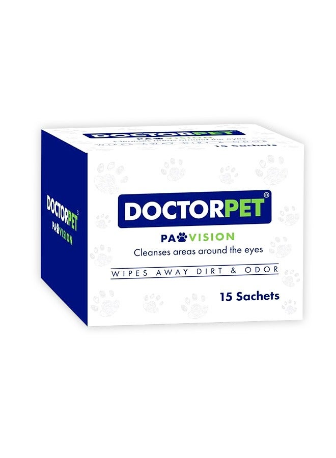 DoctorPet Paw Vision Wipes For Dog And Cat - 15 Sachets - Image 1