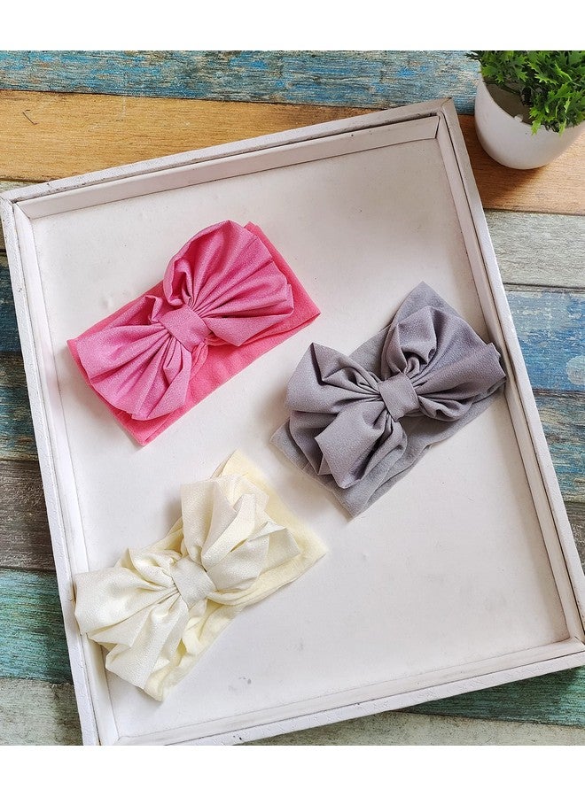ANNACREATIONS Premium Designer Soft Flower Bow Hairband, Plastic Headband Hair Accessories For Baby Girls, Pack Of 6 - Assorted - Image 4