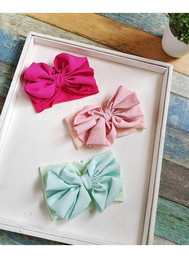 ANNACREATIONS Premium Designer Soft Flower Bow Hairband, Plastic Headband Hair Accessories For Baby Girls, Pack Of 6 - Assorted - Image 2