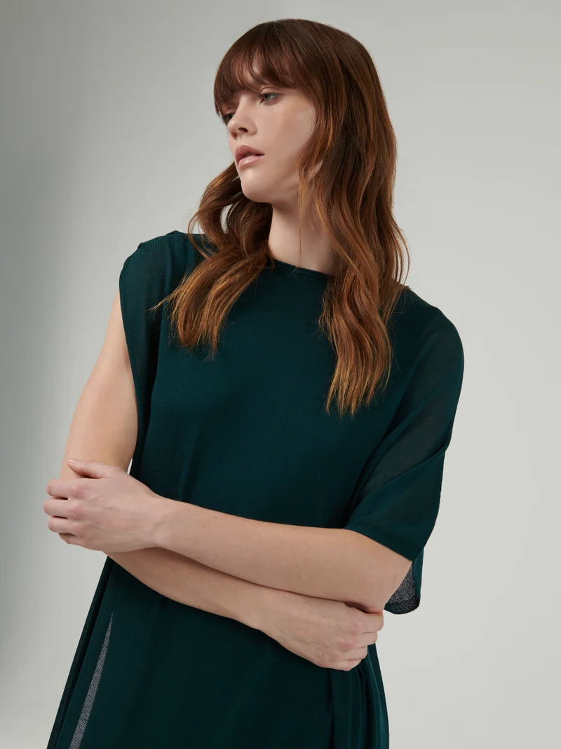 leem Asymmetric Knitted Kaftan