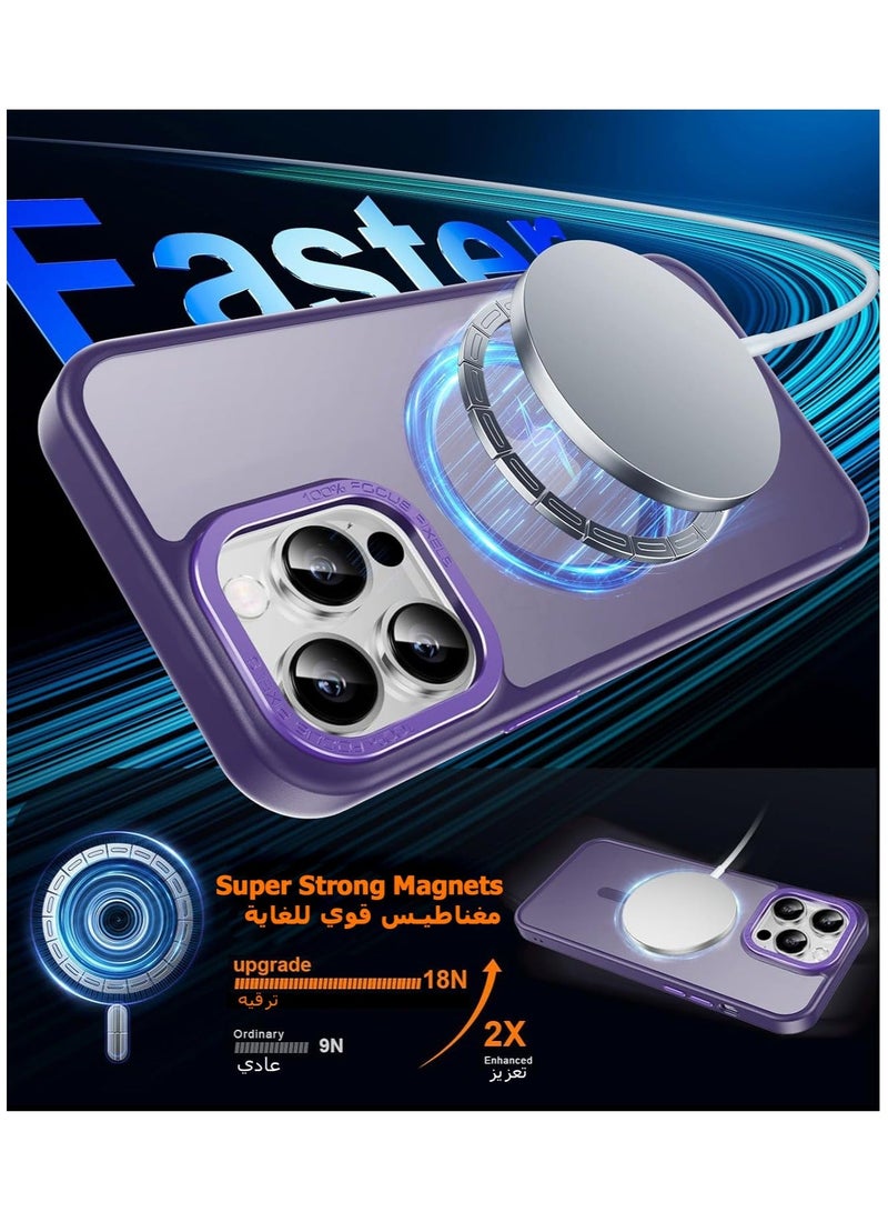 TEAM LUXURY Magnetic Case for iPhone 14 Pro, Compatible with MagSafe Shockproof Protection Cover, Translucent Matte Phone Case with Strong Magnet, Slim Case for Apple 14 Pro 6.1 Inch (2022)(Purple)  - Image 2