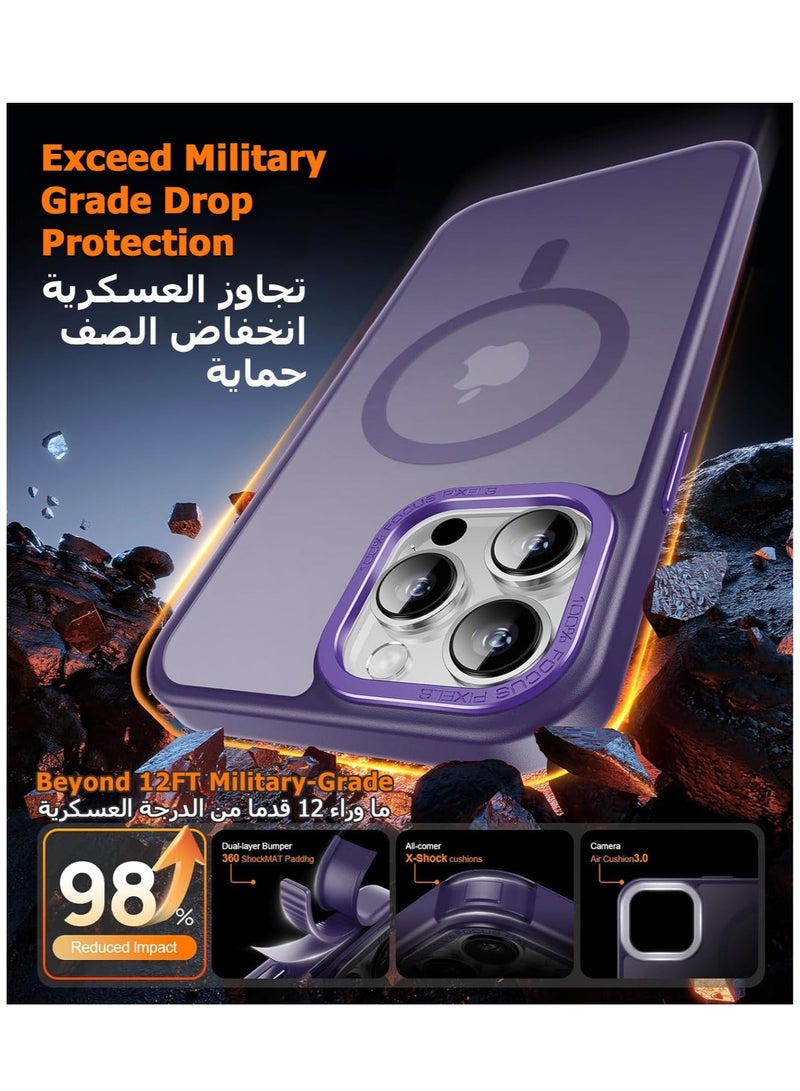 TEAM LUXURY Magnetic Case for iPhone 14 Pro, Compatible with MagSafe Shockproof Protection Cover, Translucent Matte Phone Case with Strong Magnet, Slim Case for Apple 14 Pro 6.1 Inch (2022)(Purple)  - Image 4
