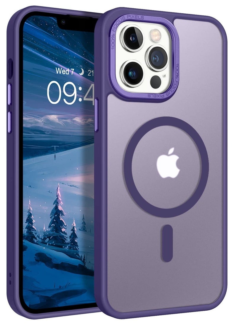TEAM LUXURY Magnetic Case for iPhone 14 Pro, Compatible with MagSafe Shockproof Protection Cover, Translucent Matte Phone Case with Strong Magnet, Slim Case for Apple 14 Pro 6.1 Inch (2022)(Purple)  - Image 1
