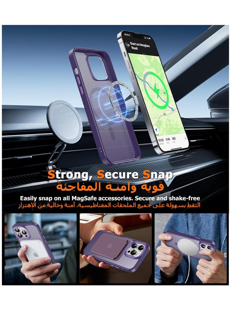 TEAM LUXURY Magnetic Case for iPhone 14 Pro, Compatible with MagSafe Shockproof Protection Cover, Translucent Matte Phone Case with Strong Magnet, Slim Case for Apple 14 Pro 6.1 Inch (2022)(Purple)  - Image 3