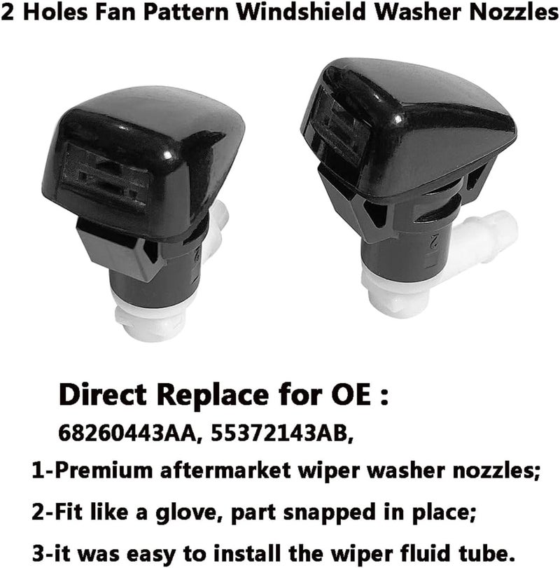 AMFRNE 68260443AA Premium Wiper Washer Nozzles Fit for 2011-2023 Jeep Grand Cherokee WK2 WL Windshield Washer Fluid Jet Nozzle | Easy to Install | 2 Pack, Ref 55372143AB, Grand Cherokee Washer Accessories - Image 2