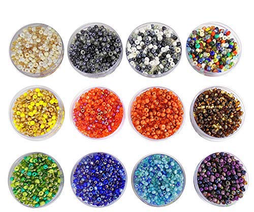 eshoppee ESHOPPEE 3 mm Glass Beads for Jewelery Making, Art and Craft DIY Kit (8/0, 240gm) - Set of 12 - Image 1