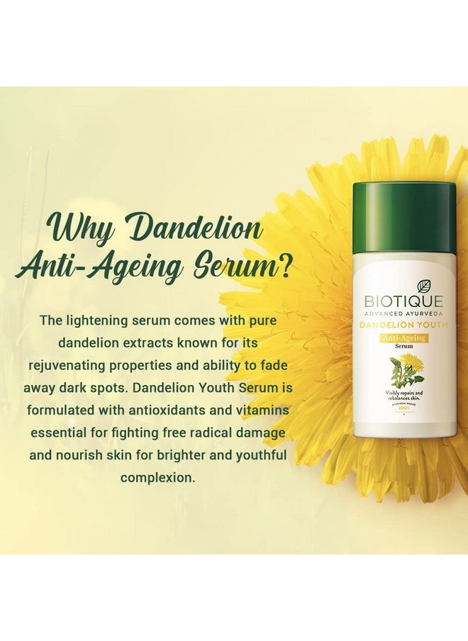 Biotique Dandelion Youth Anti-Ageing Serum| Ayurvedic And Organically Pure| Anti-Ageing Serum For Men & Women| Reduces Fine Lines & Wrinkles |100% Botanical Extracts| All Skin Types | 40Ml  - Image 4