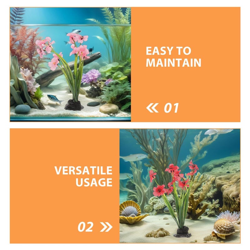 2pcs Realistic Plastic Aquarium Plant Ornaments for Freshwater Tank Landscaping - Image 4