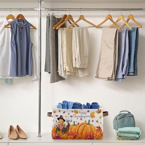 Bzocm Thanksgiving Day Pumpkin Turkey Rectangular Storage Basket Organizer Bin Shelf Baskets For Clothes Gifts For Home Office Dorm - Image 3