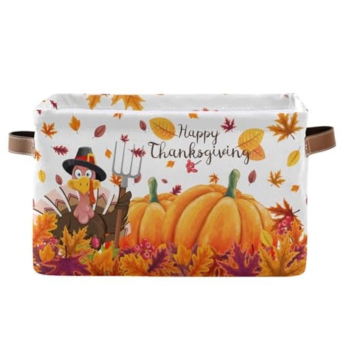 Bzocm Thanksgiving Day Pumpkin Turkey Rectangular Storage Basket Organizer Bin Shelf Baskets For Clothes Gifts For Home Office Dorm - Image 1