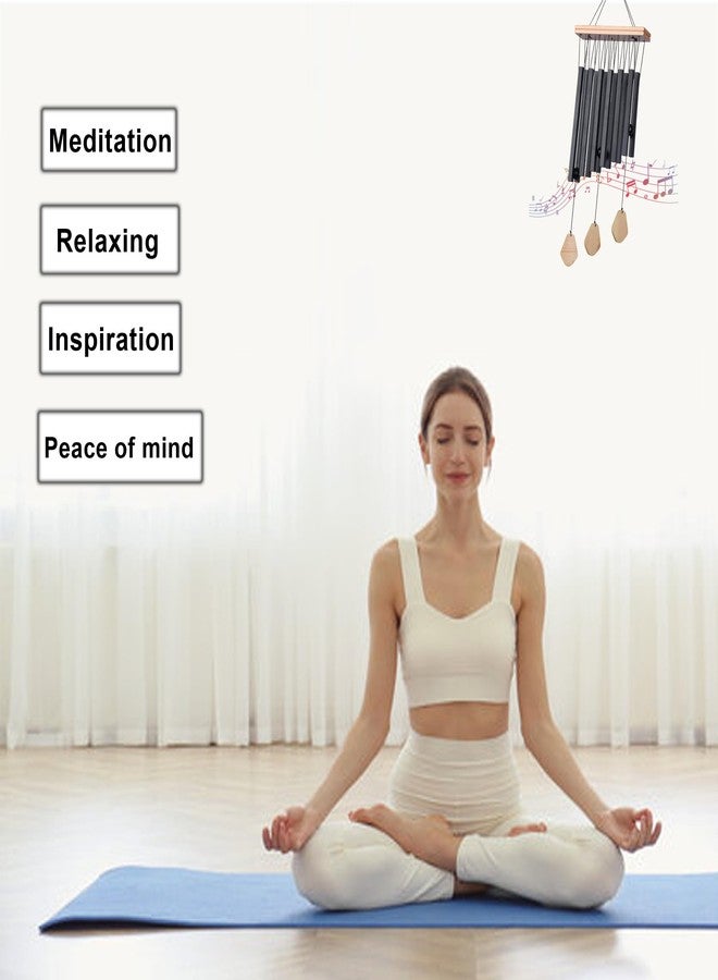 أجراس رياح ميلوبا 12 مربعة الشكل للمنزل والشرفة | أجراس معدنية معلقة لجلب الطاقة الإيجابية وتزيين المنزل | قطعة ديكور مستوحاة من علم الفاستو والتأمل - لون أسود - Image 3