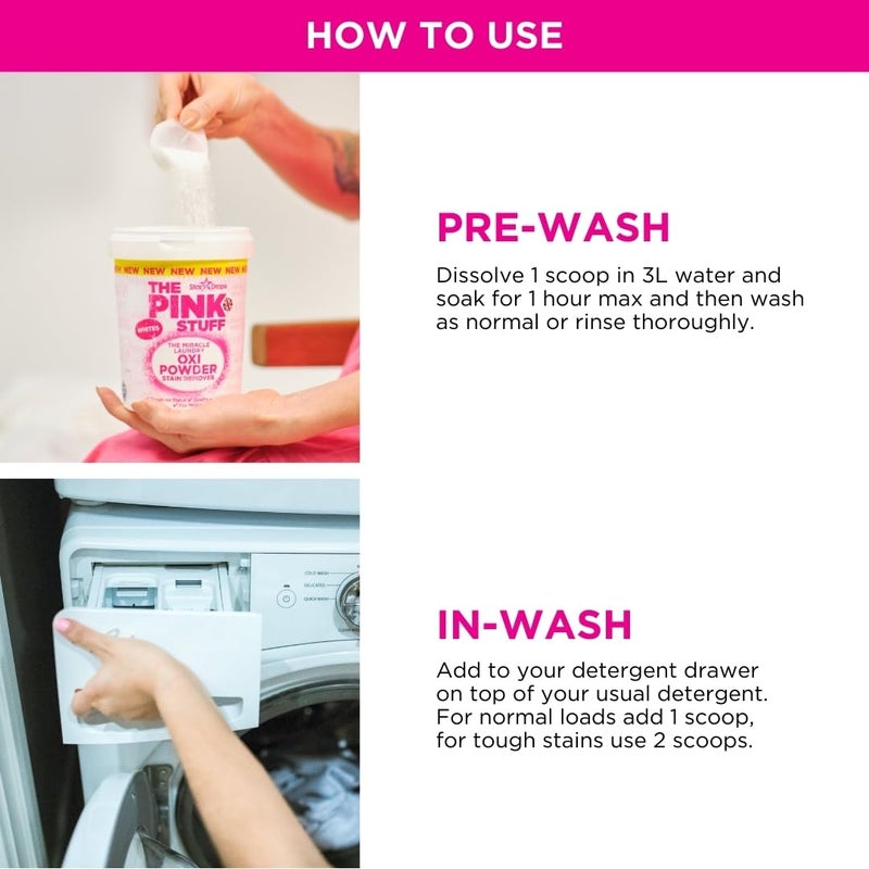 THE PINK STUFF Stardrops - The Pink Stuff - The Miracle Laundry Oxi Powder Stain Remover Specifically Formulated for Whites, 1 kg - Image 5