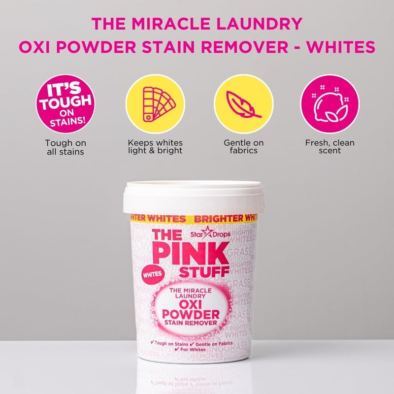THE PINK STUFF Stardrops - The Pink Stuff - The Miracle Laundry Oxi Powder Stain Remover Specifically Formulated for Whites, 1 kg - Image 3