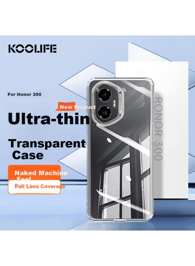 Koolife Transparent Soft Case For Honor 300, Full Coverage Lens Protection, Anti-fingerprint Skin-friendly Back Cover - Image 1