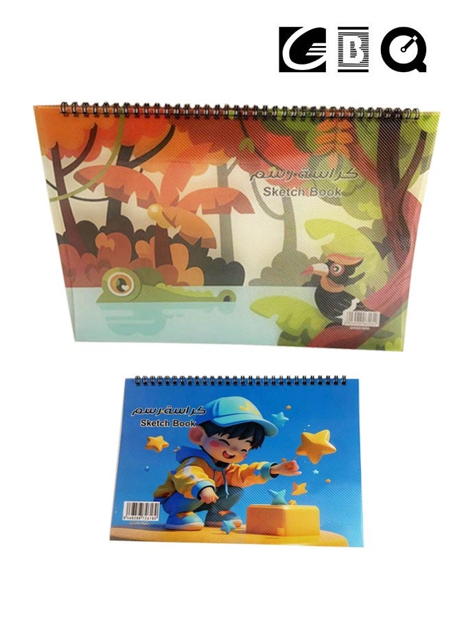 2PCS B4(35*25) B5(26*18)Sketchbook 15Sheets/Book A Total Of 30 Pages Spiral Bound Hardcover Art Book