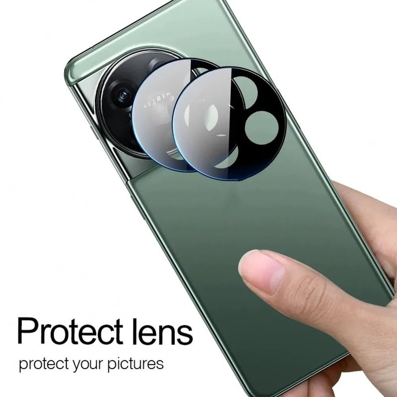 WonReza حماية زجاج الكاميرا الخلفية لهاتف OnePlus 12R 5G [3D بريميوم] واقي عدسة الكاميرا (أسود) - Image 3