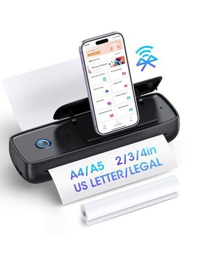 XiuWoo Portable Printer with phone holder, Thermal Wireless Bluetooth Mini Inkless Printer for Travel Support 8.5 X 11inch A4 A5 Thermal Paper, Compatible with Android and iOS Phone Laptop  - Image 1