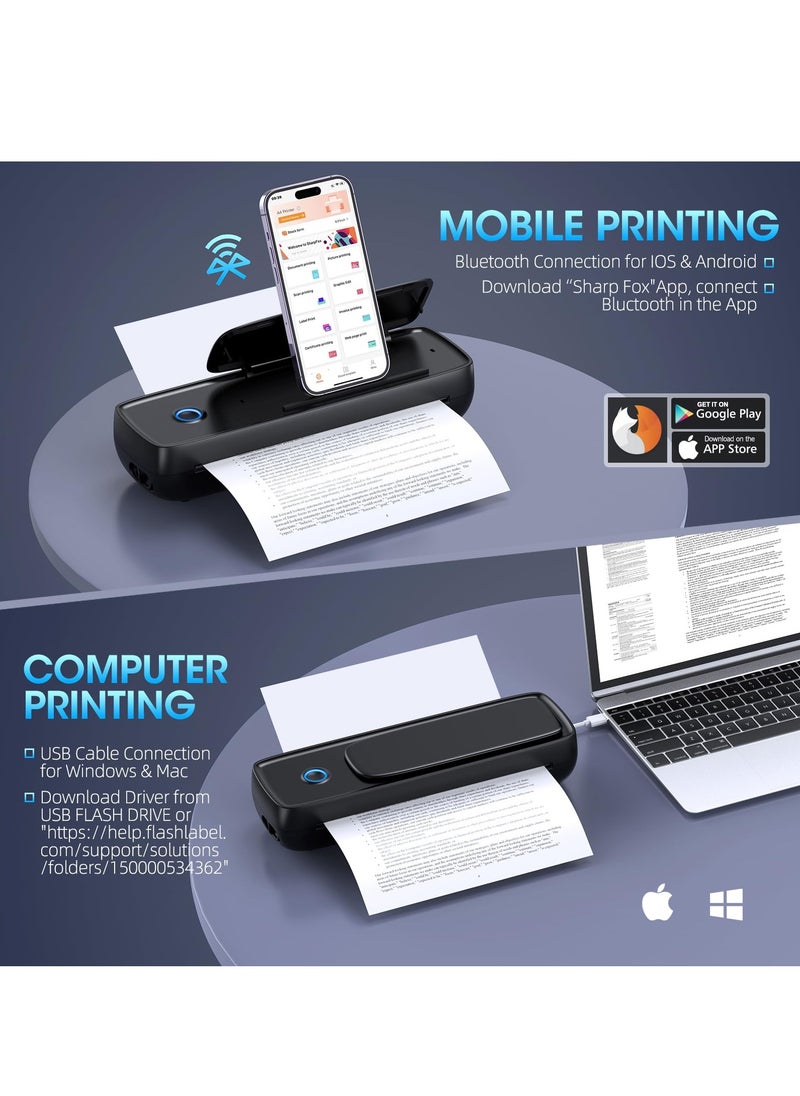 XiuWoo Portable Printer with phone holder, Thermal Wireless Bluetooth Mini Inkless Printer for Travel Support 8.5 X 11inch A4 A5 Thermal Paper, Compatible with Android and iOS Phone Laptop  - Image 4