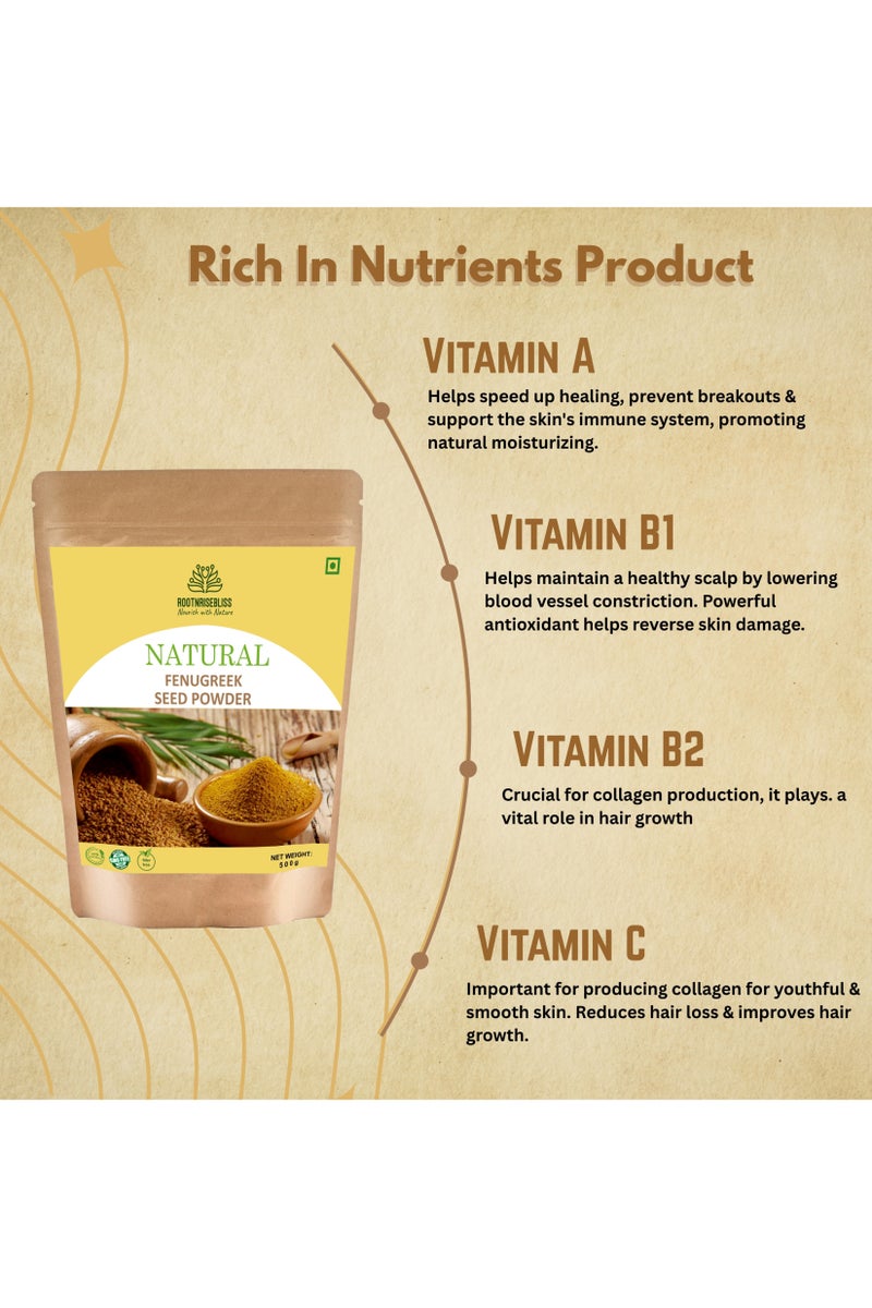 ROOTNRISEBLISS Natural Fenugreek Seed Powder 498g - Pure Methi Herbal Supplement - Non-GMO, Filler-Free - Supports Digestion, Lactation and Hormonal Balance , Ayurvedic Methi Powder for Hair Health - Image 2