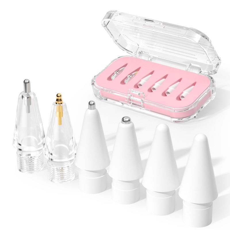 JOOSKO Upgraded Replacement Tips for Apple Pencil Pro/USB-C/2nd Gen/1st Gen Tips(with Storage case),wear-Resistant Mix Metal Tips for iPad Pencil Accessories(6 Packï¼ŒPink) - Image 1