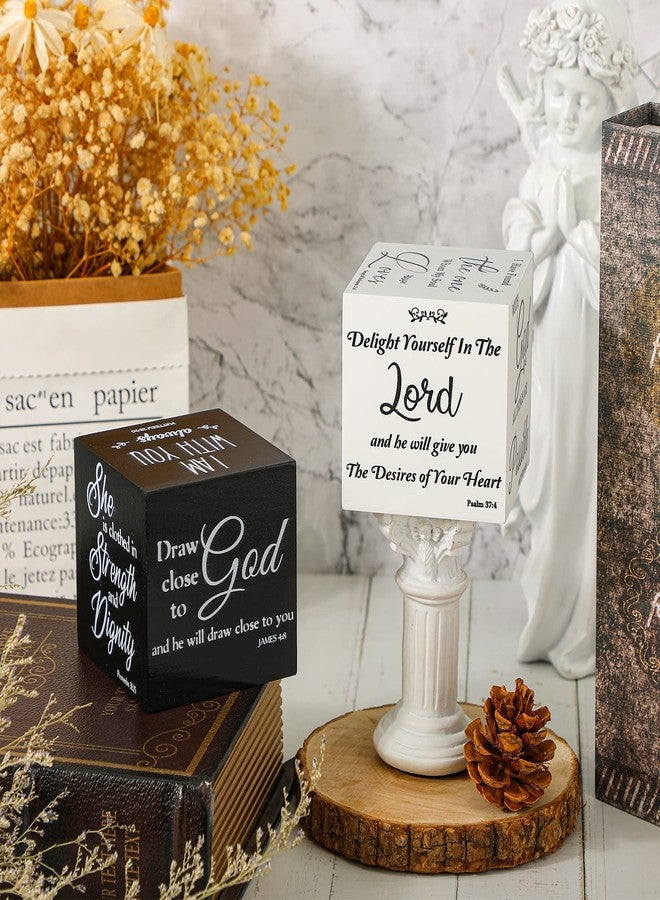 سيرال قطعتان من اللافتات الخشبية الصغيرة بآيات من الكتاب المقدس، هدية عيد الأب، ديكور مسيحي، لافتة دينية خشبية عليها آيات من الكتاب المقدس، ديكور مكتبي ريفي، لوحة كلمات منزلية، 3.35 بوصة (نمط نابض بالحياة). - Image 4