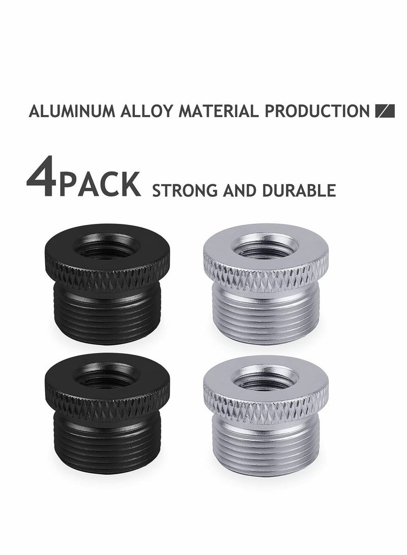 Y&D 4 Pack Screw Thread Adapter, 5/8" Male to 3/8" Female Mic for Blue Yeti/Blue Snowball/Blue Yeti X Microphone Stand Mount Frgyee (Black & Silver)  - Image 2