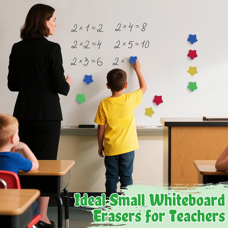 ANPHSIN 24 pcs Strong Magnetic Whiteboard Eraser - Mini Dry Erase Erasers, Small Chalkboard Cleansers Wiper for Kids and Teachers Classroom Must Haves School Supply Home and Office, Star Shaped - Image 4