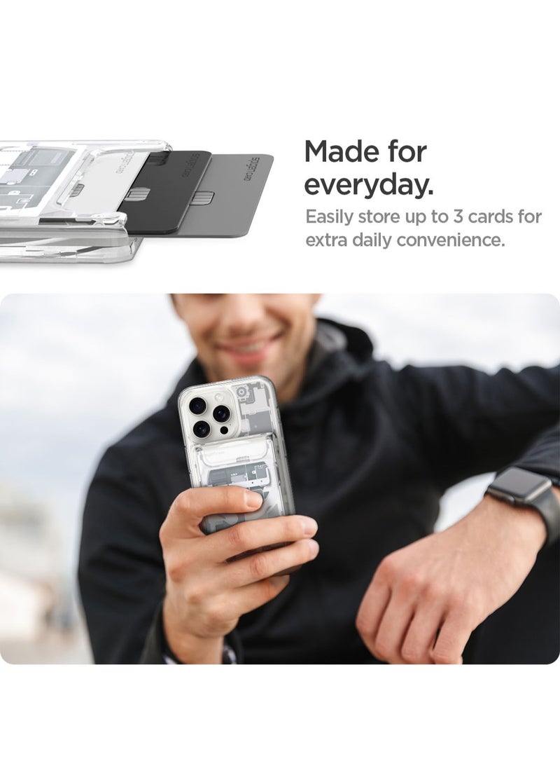 Spigen Ultra Hybrid (MagFit) Magnetic MagSafe Wallet Card Holder [3-4 Cards] for iPhone 16 Pro Max / 16 Pro / 16 Plus / 16 / iPhone 15/14/13/12 series - Zero One White  - Image 4